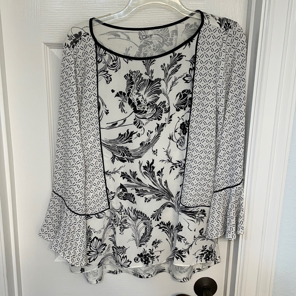 Black and white blouse from Loft